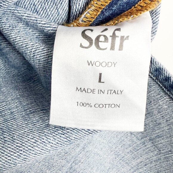 NWOT SÉFR Woody Denim Jean Shirt Men's Size Large In Rancher Blue Made In Italy - Picture 8 of 15